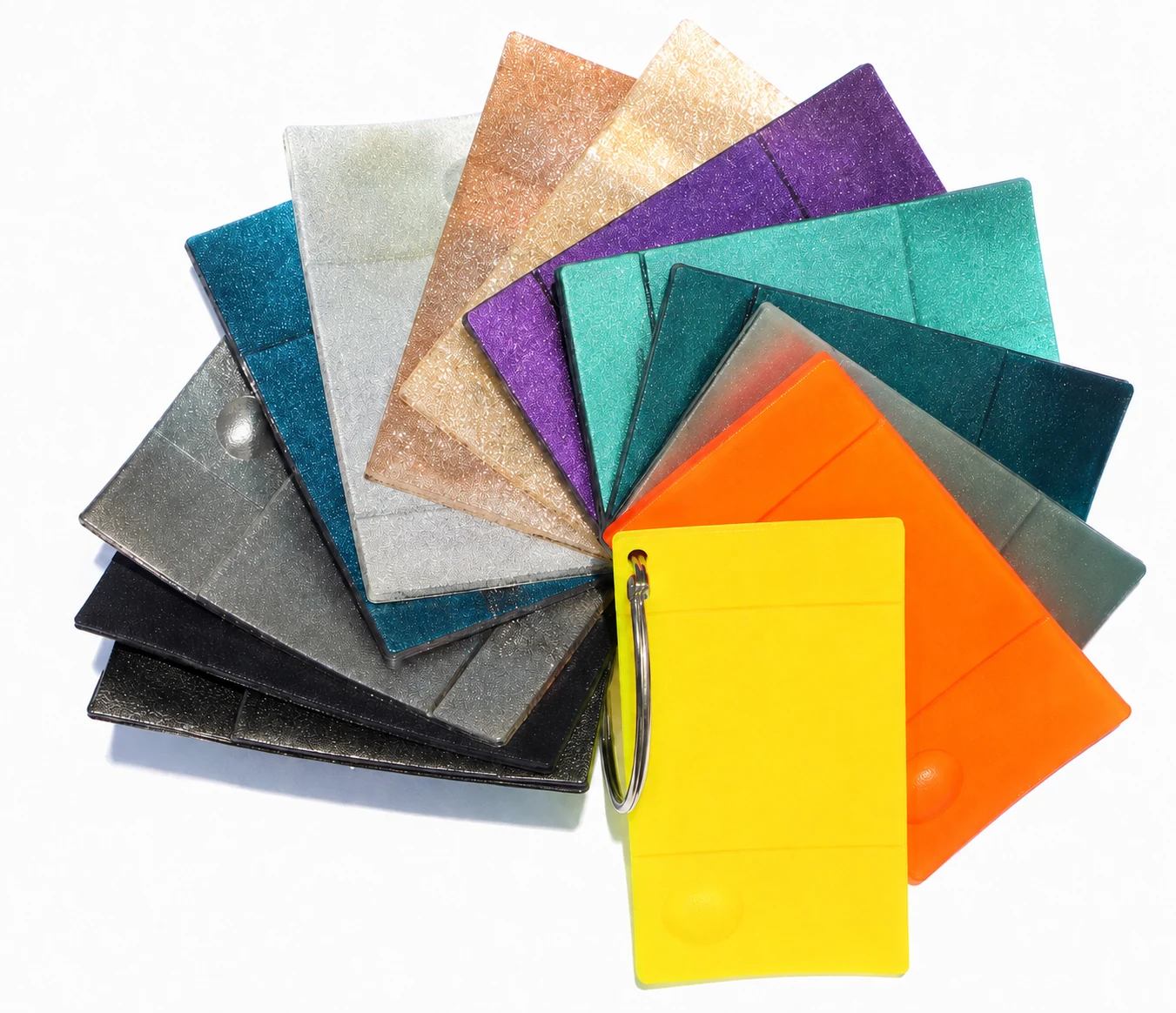 Coloured rectangular material samples from the Yunrui presentation